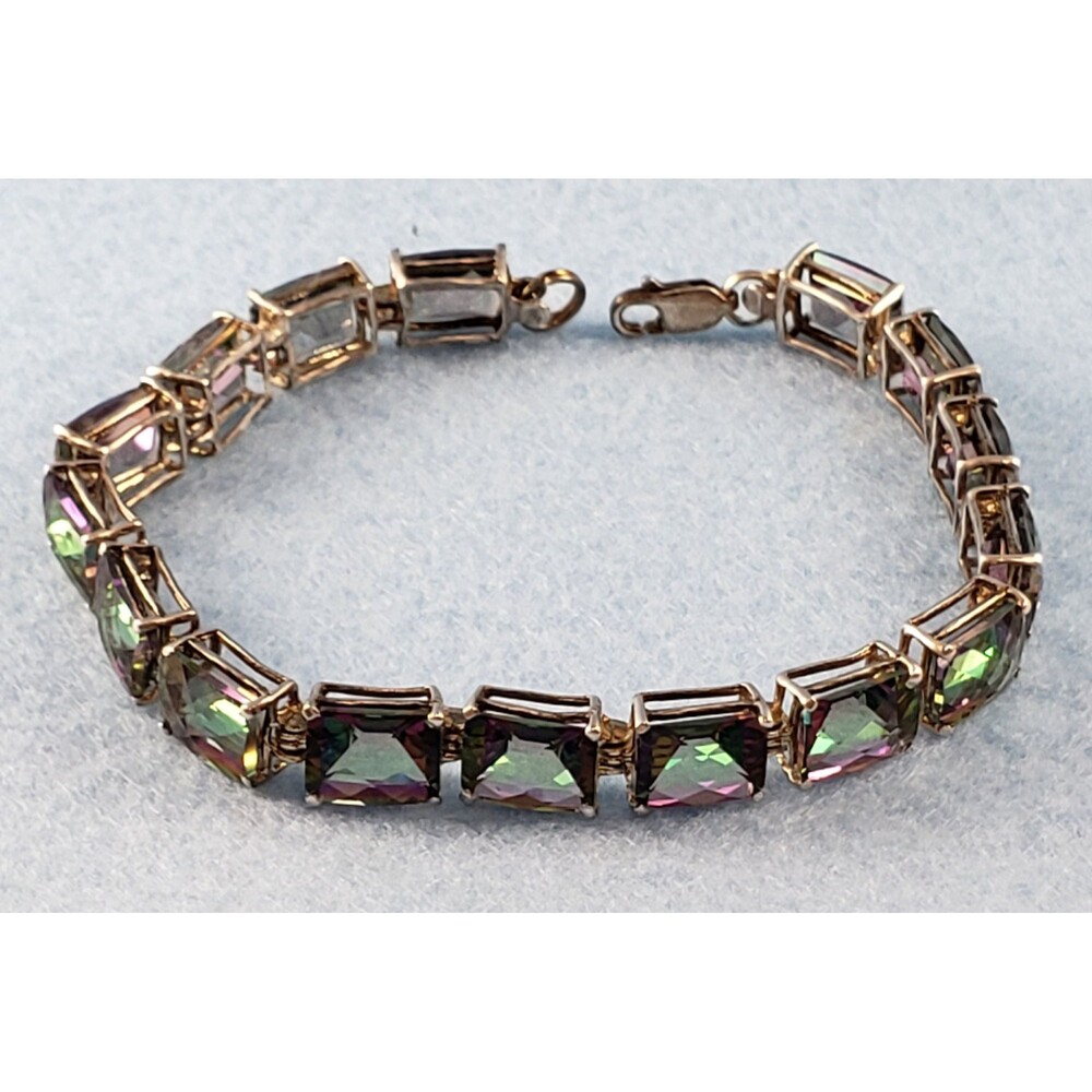 Mystic Fire Topaz Bracelet 9x7, 7.50 inch, .925 silver, 57cts